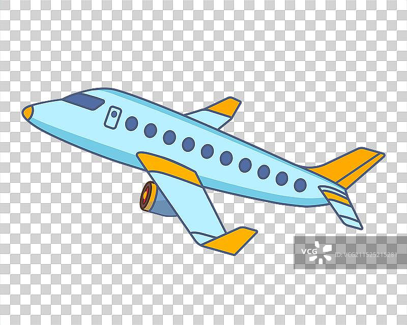 浅蓝色机身，黄色机头的飞机图片素材