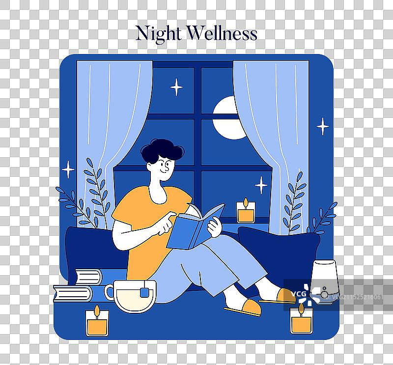 夜间健康扁平化设计图片素材