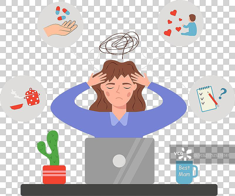 偏头痛的女人图片素材