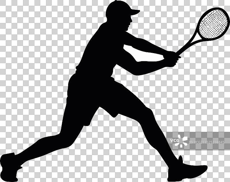 白色背景上的黑色网球运动员图标图片素材