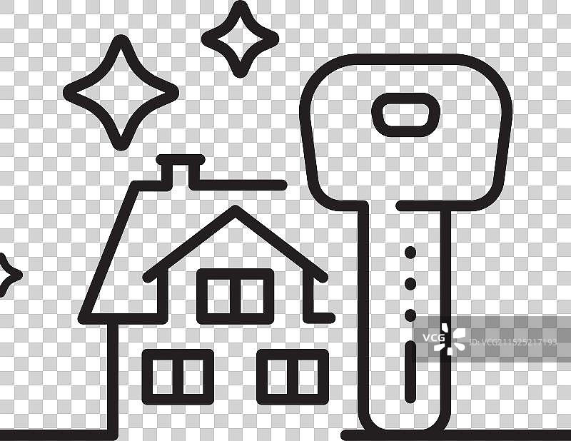 购买房屋线性图标，购买房地产标志图片素材