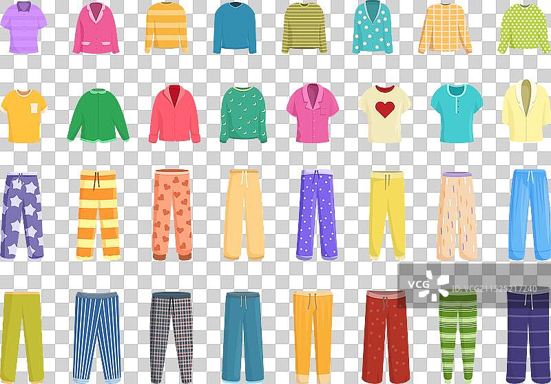 卡通女孩舒适睡衣图标套装图片素材