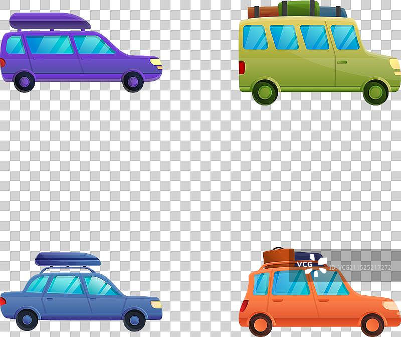 卡通汽车自驾游图标合集图片素材