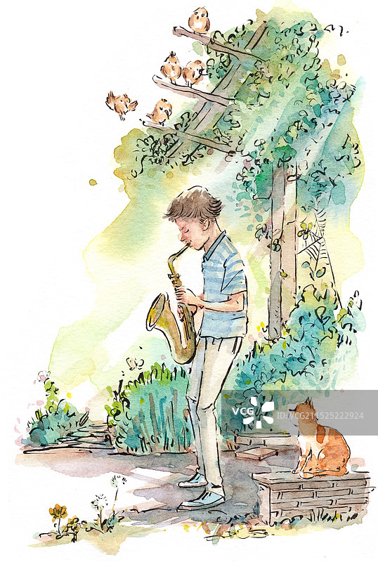 吹萨克斯的年轻人图片素材