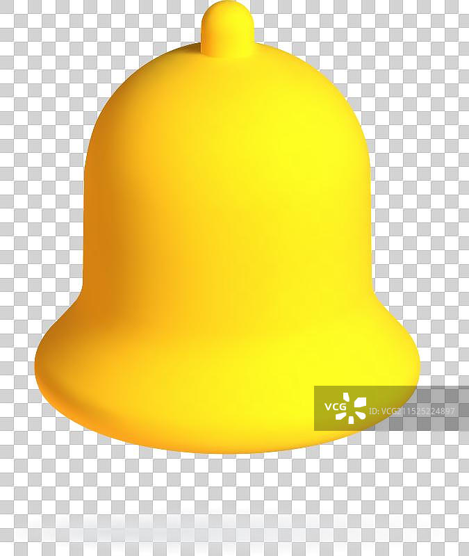 逼真的3D黄色铃铛通知图标图片素材