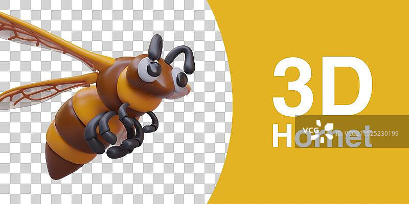 3D大黄蜂特写，凶猛捕食昆虫图片素材