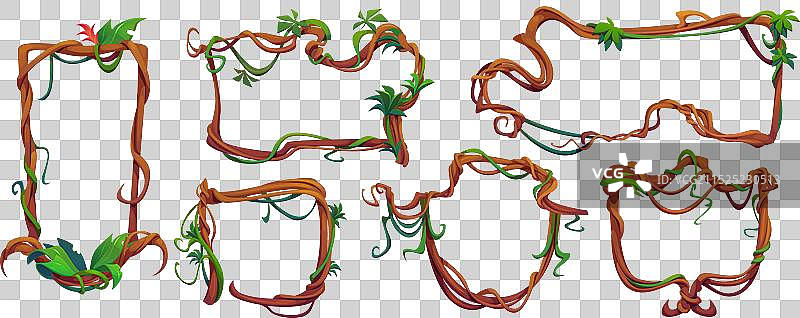 树叶藤蔓枝条边框图片素材