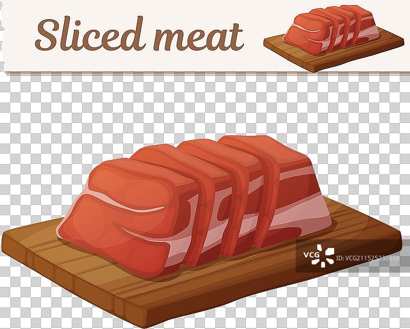 木板上的新鲜红肉切片图片素材