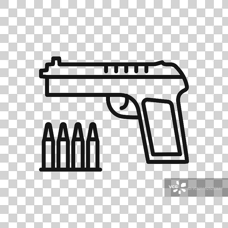 带弹药的枪支图标黑色线条艺术标志图片素材