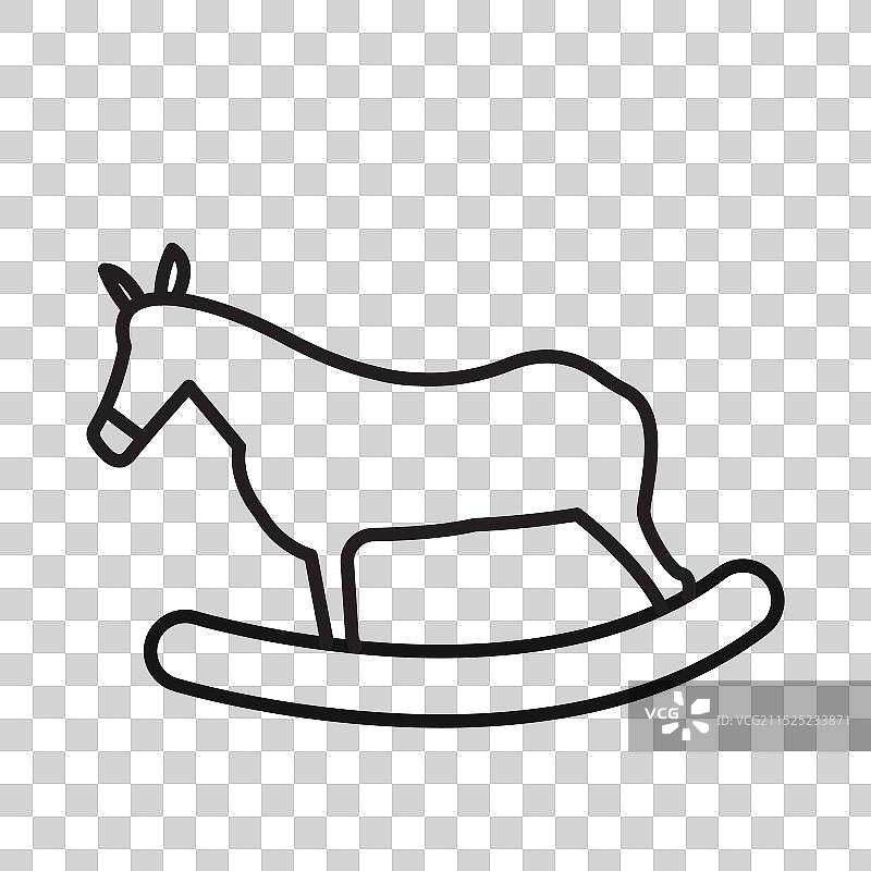 玩具摇马椅图标黑色线条艺术标志图片素材