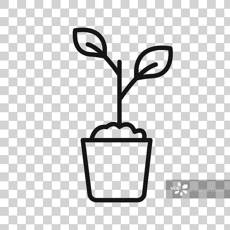 植物图标黑色线条艺术标志图片素材