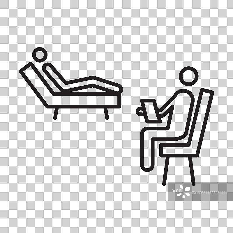 心理咨询师与患者图标黑色线条艺术标志图片素材