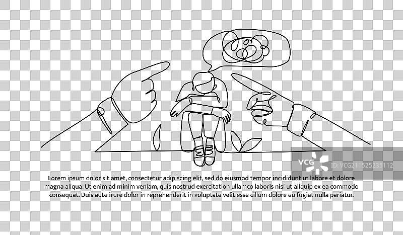 焦虑的自画像单线设计图片素材