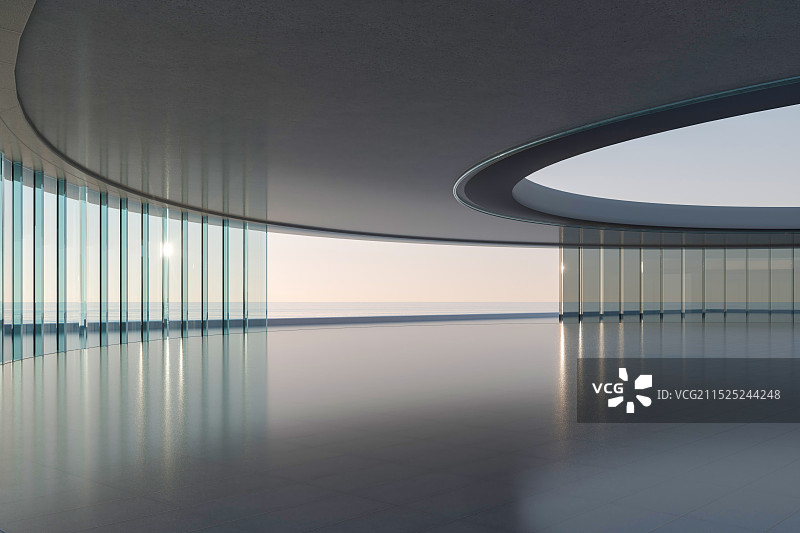 圆形现代玻璃展厅户外广场空间图片素材
