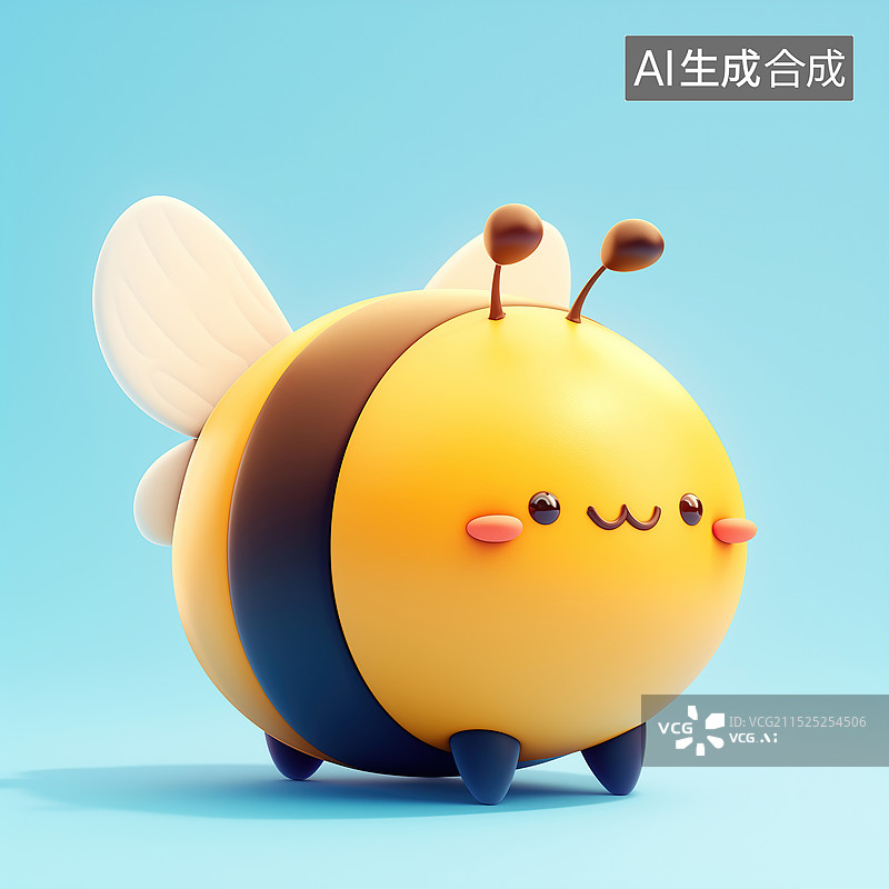 【AI数字艺术】可爱蜜蜂插画图片素材