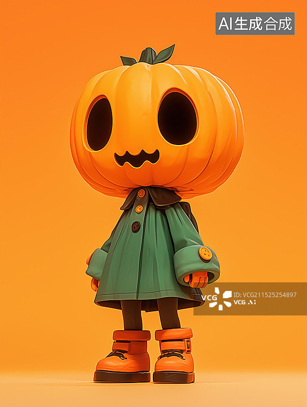 【AI数字艺术】万圣节南瓜头卡通形象图片素材