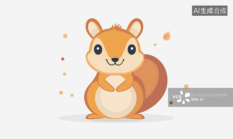 【AI数字艺术】可爱松鼠扁平化插画图片素材
