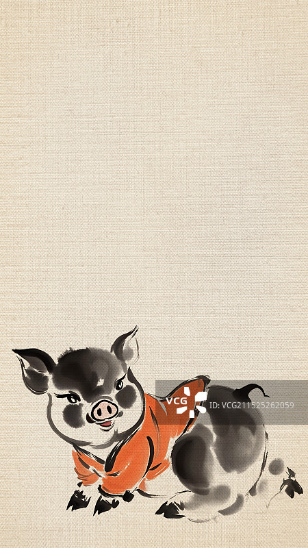 水墨国风十二生肖鼠牛虎兔龙蛇马羊猴鸡狗猪插画图片素材