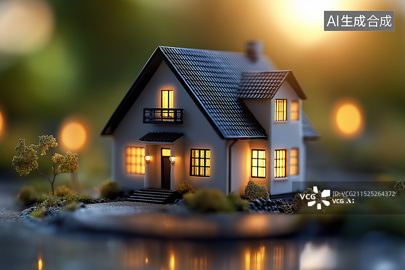 【AI数字艺术】房产财富别墅模型图片素材