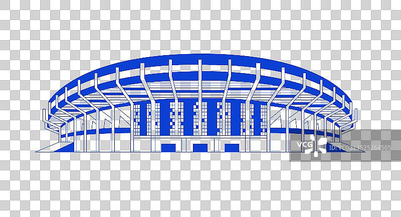 城市地标建筑广州天河体育中心线条矢量插画免扣元素图片素材