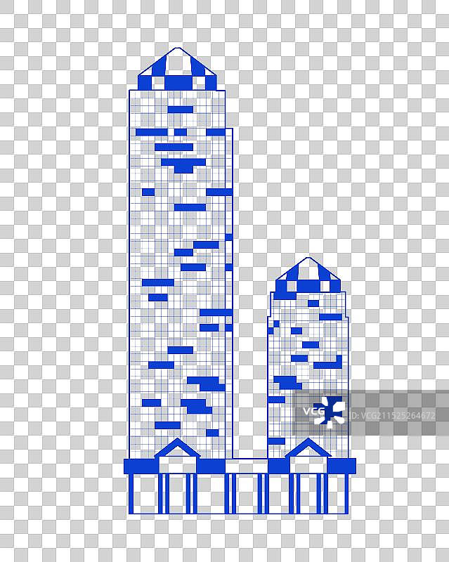 城市地标建筑广州中国市长大厦线条矢量插画免扣元素图片素材