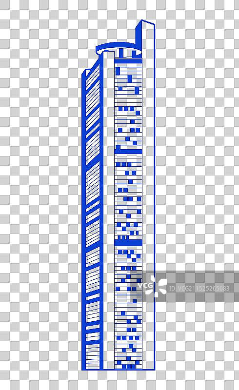 城市地标建筑南宁地王大厦线条矢量插画免扣元素图片素材