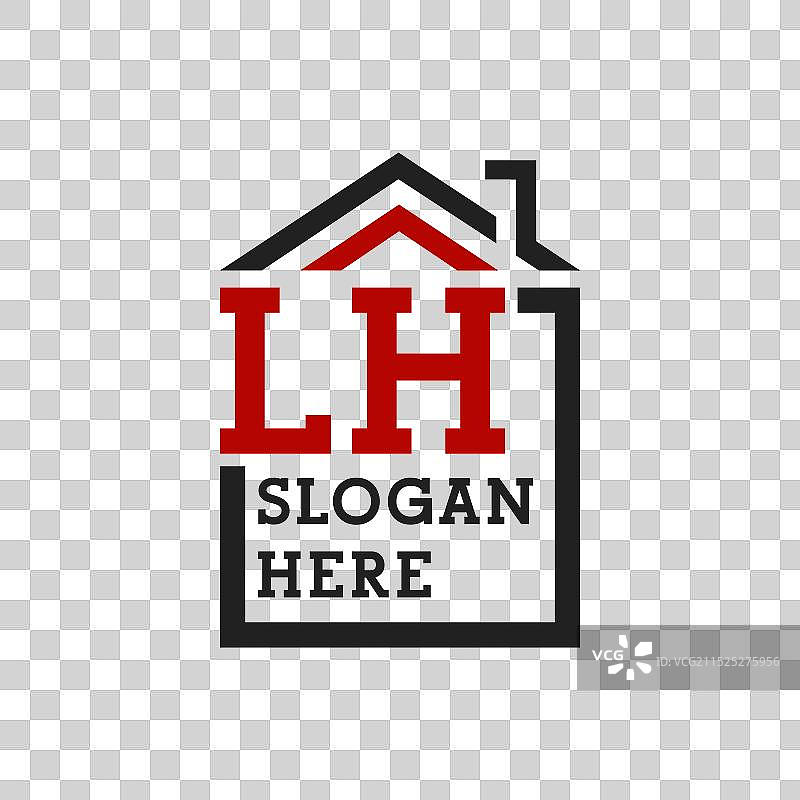 LH房屋标志，屋顶字母LH设计图片素材