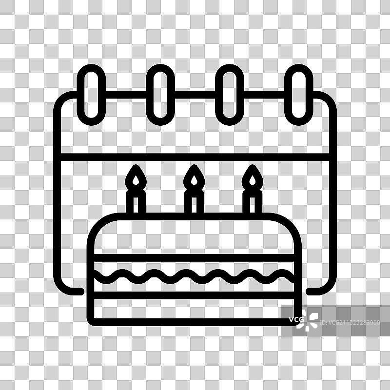 黑白生日图标线性logo标志图片素材