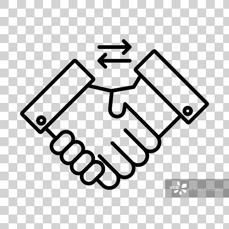 商业协议握手图标线性标志图片素材