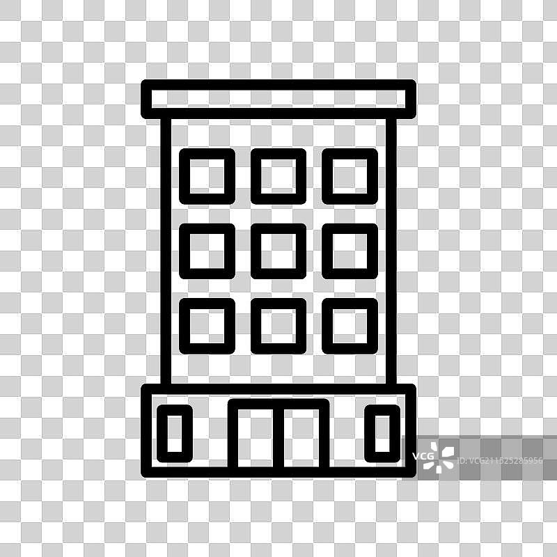 黑色办公楼线性图标标志图片素材