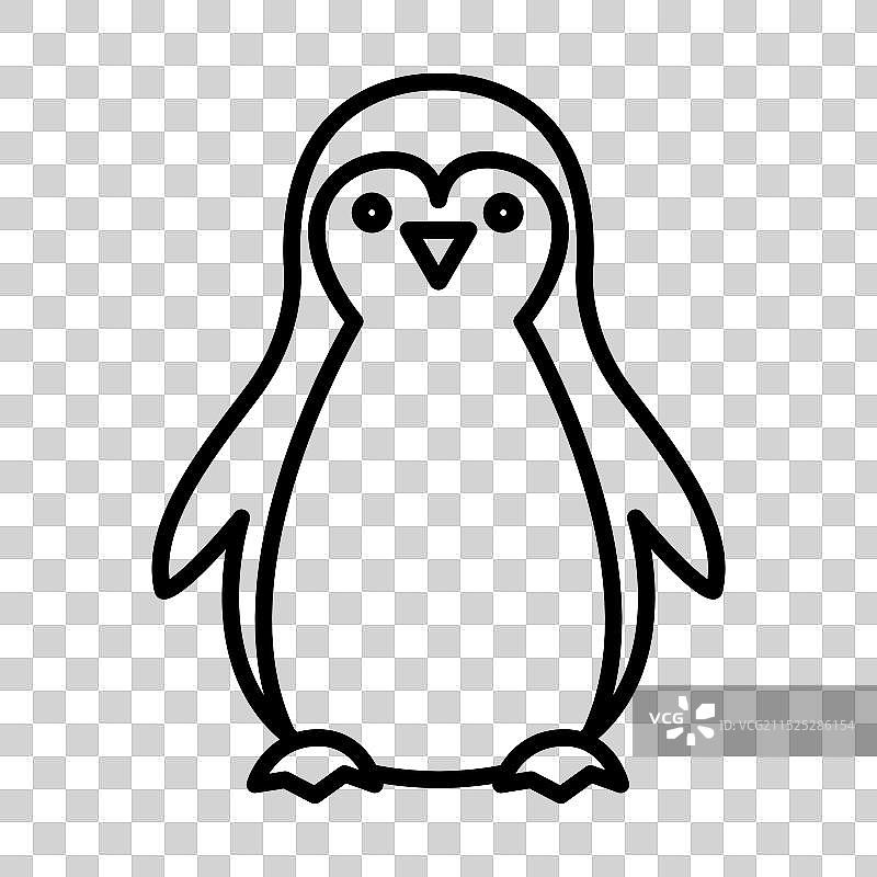 黑白企鹅线性图标标志图片素材
