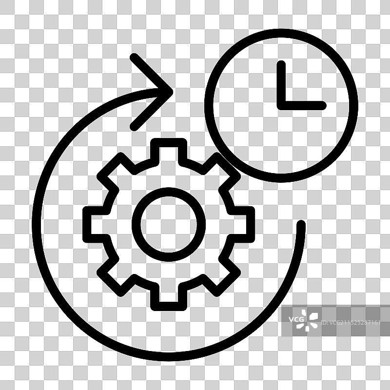 黑色时间管理线性图标标志图片素材