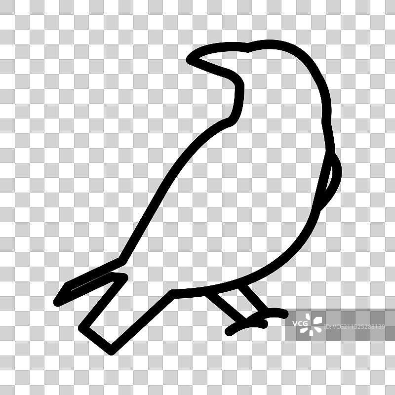 黑白乌鸦线性图标标志图片素材