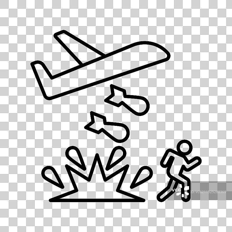 黑色战争难民图标线性标志图片素材