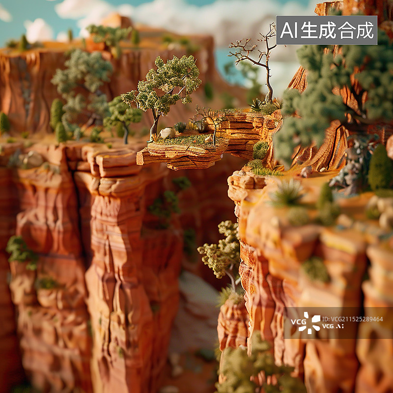 【AI数字艺术】秋日山谷黏土风场景图片素材