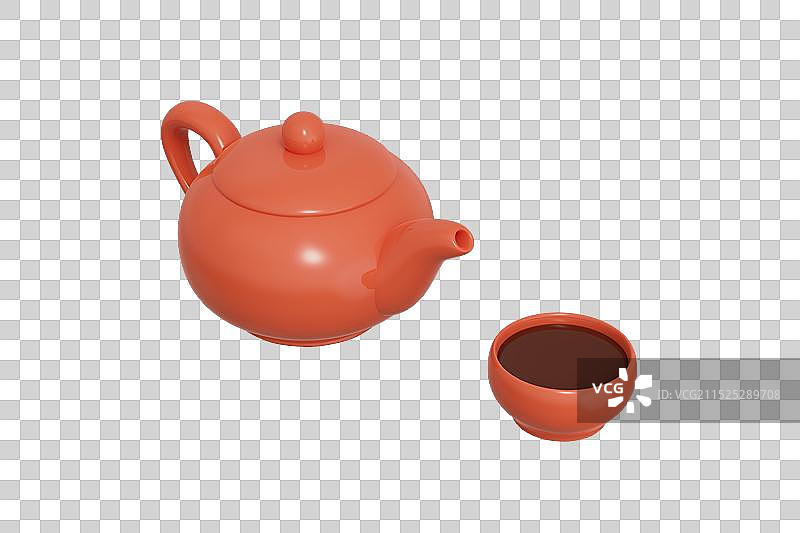 茶壶茶杯三维插画图片素材