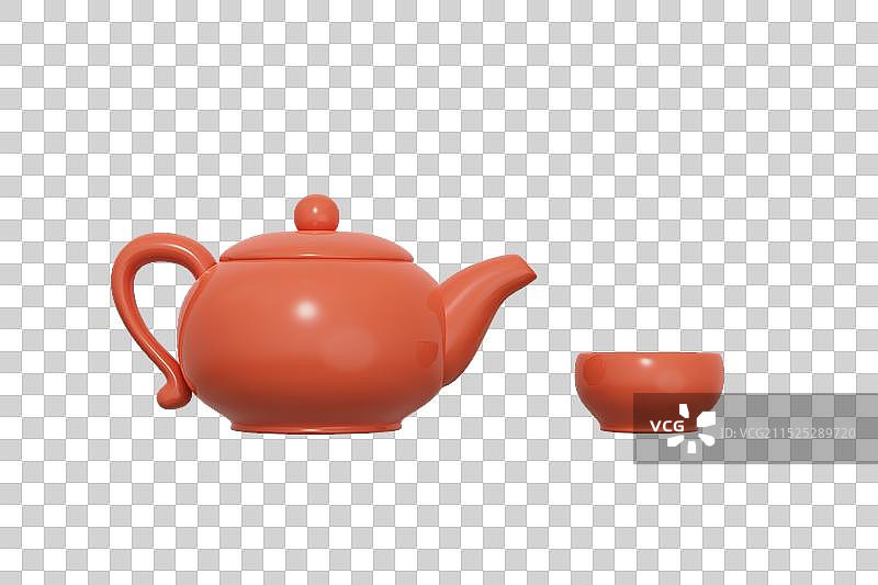 茶壶茶杯三维插画图片素材