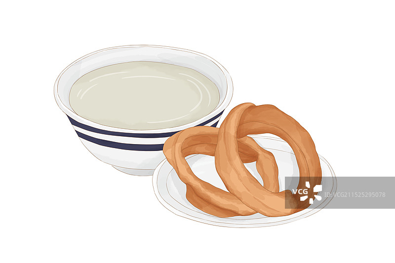 豆汁焦圈手绘插画图片素材