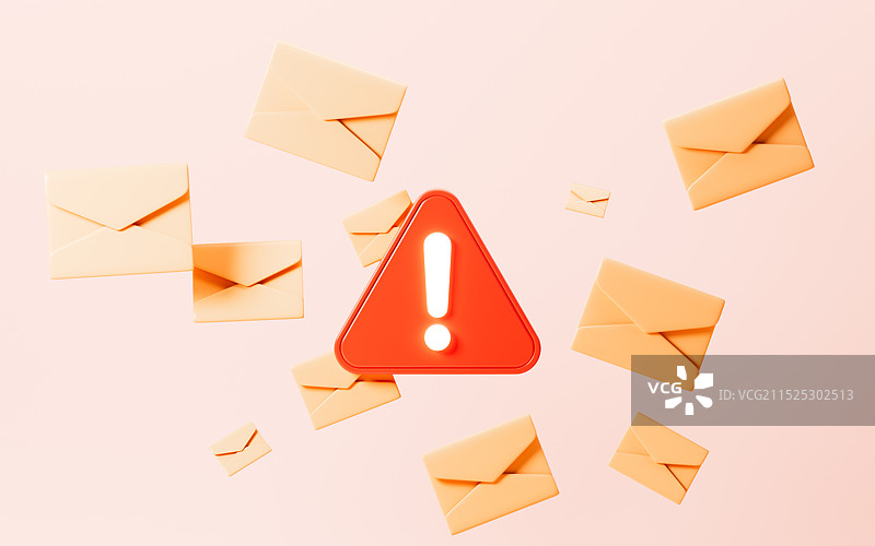 电子邮件和警报垃圾邮件概念3D渲染图片素材