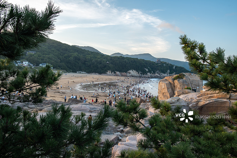 浙江舟山普陀山百步沙海滩风光图片素材