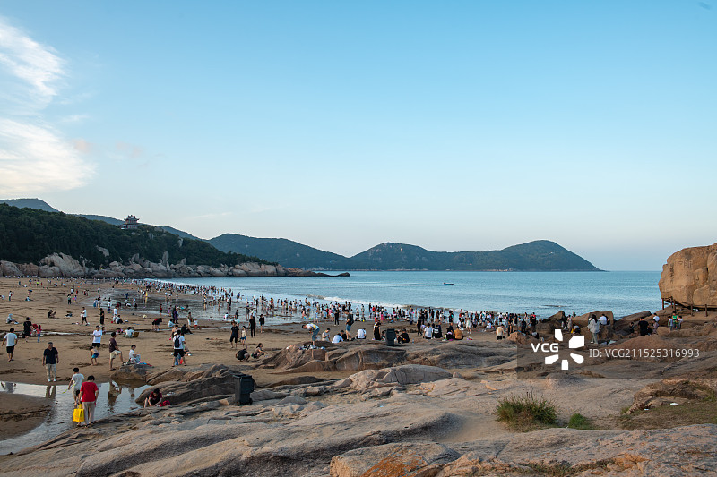 浙江舟山普陀山百步沙海滩风光图片素材