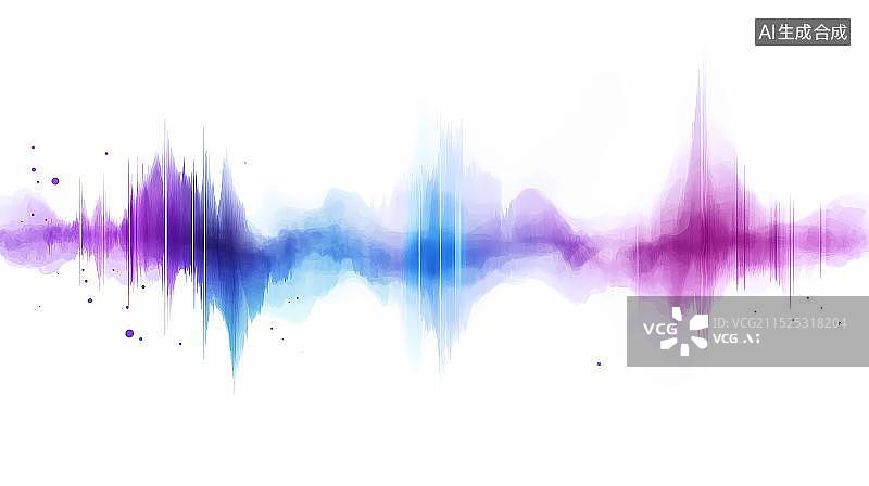 【AI数字艺术】紫色蓝色声波背景图片素材