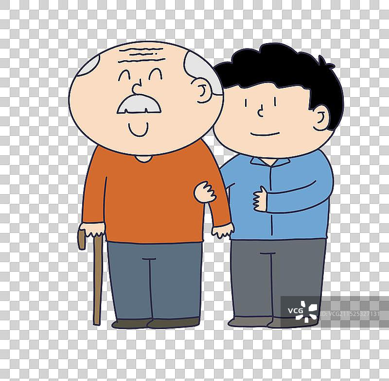 陪伴老年人的年轻人图片素材