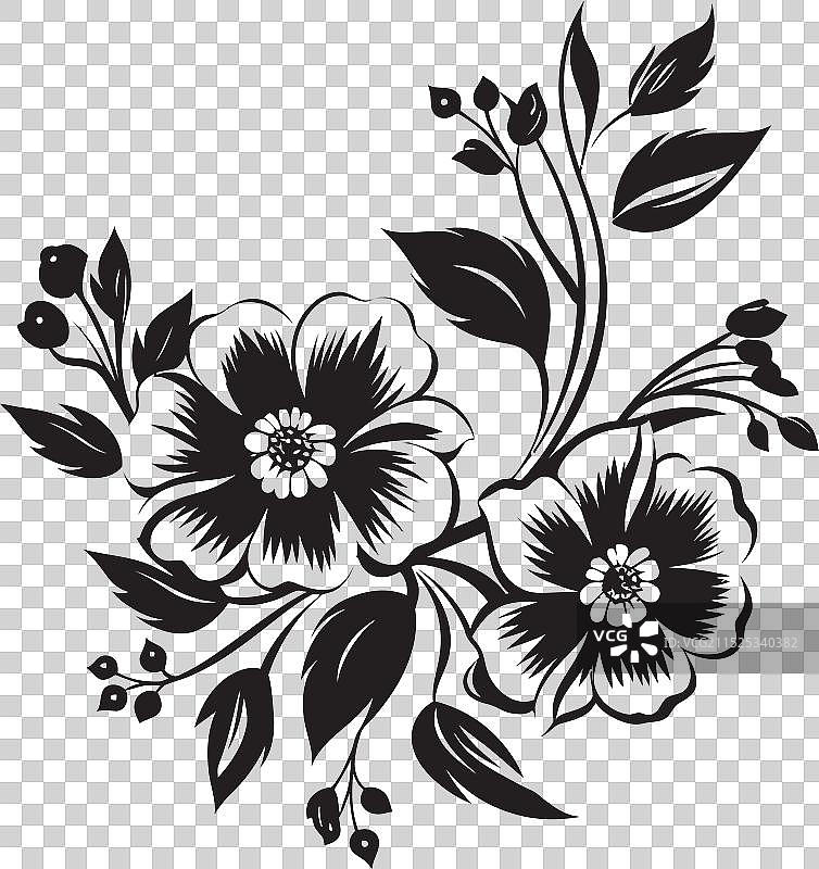 暗黑毛地黄花卉炭笔大丽花艺术品图片素材