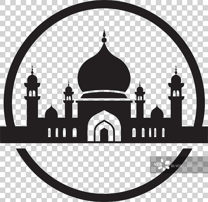 黑色清真寺单色调优雅阴影图片素材