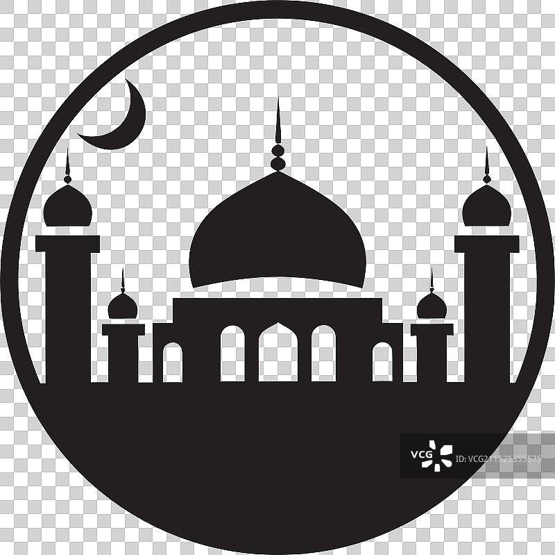 几何美观的清真寺单色图像图片素材