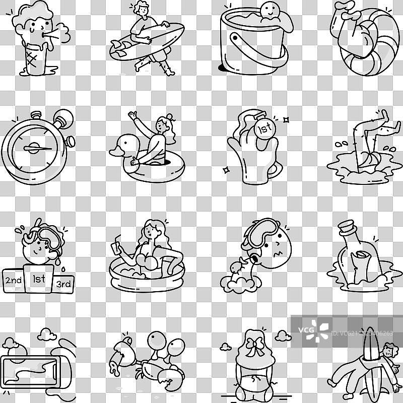 疫苗注射器的迷你线条风格插图图片素材