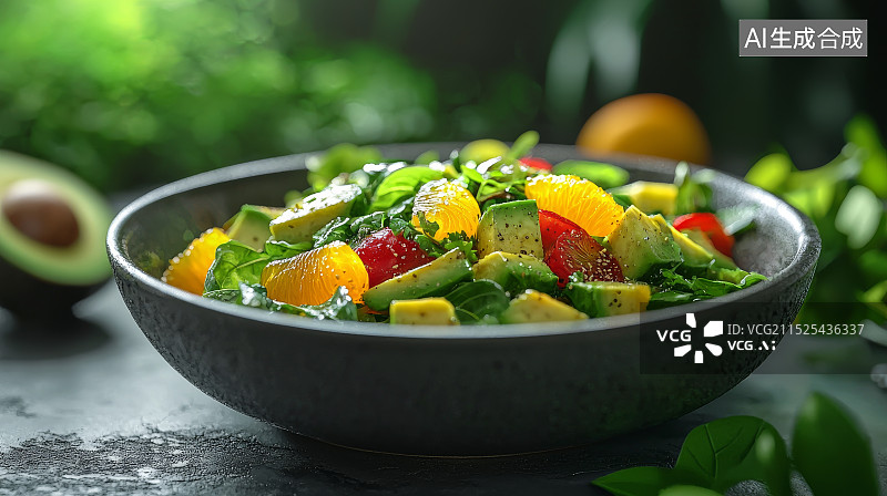 【AI数字艺术】健康的牛油果沙拉图片素材