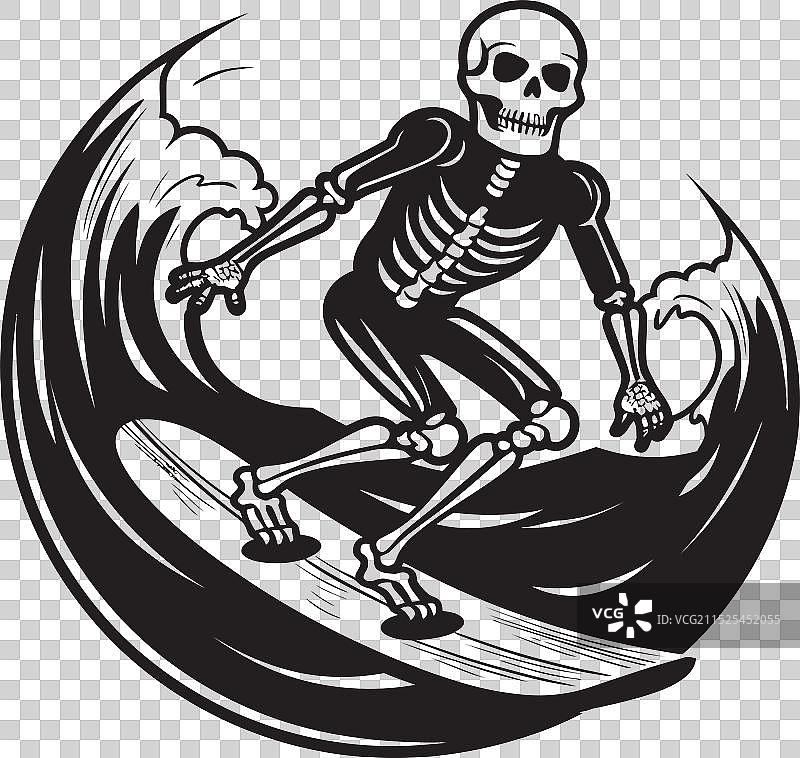 惊悚冲浪骷髅标志图标图片素材