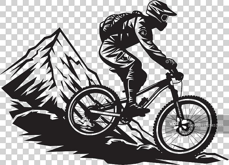 黑色山地自行车陡坡标志图片素材